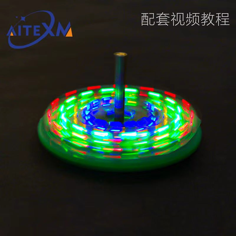 Diy Electronic Kit LED Gyro DIY Welding Kit Rotating Lantern Inline Components Diy Electronic Sodering Project(Without Battery)