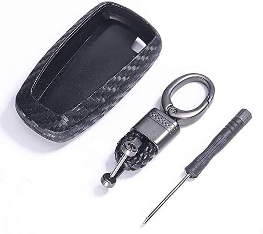 ™ TPU Keyless Remote Key Fob Case Cover with 3, 4, and 5 Buttons for 2017-2020 Ford Models (Black Carbon Fiber Texture)