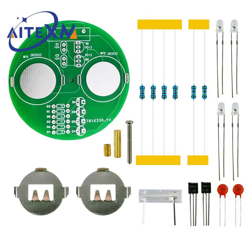 Diy Electronic Kit LED Gyro DIY Welding Kit Rotating Lantern Inline Components Diy Electronic Sodering Project(Without Battery)