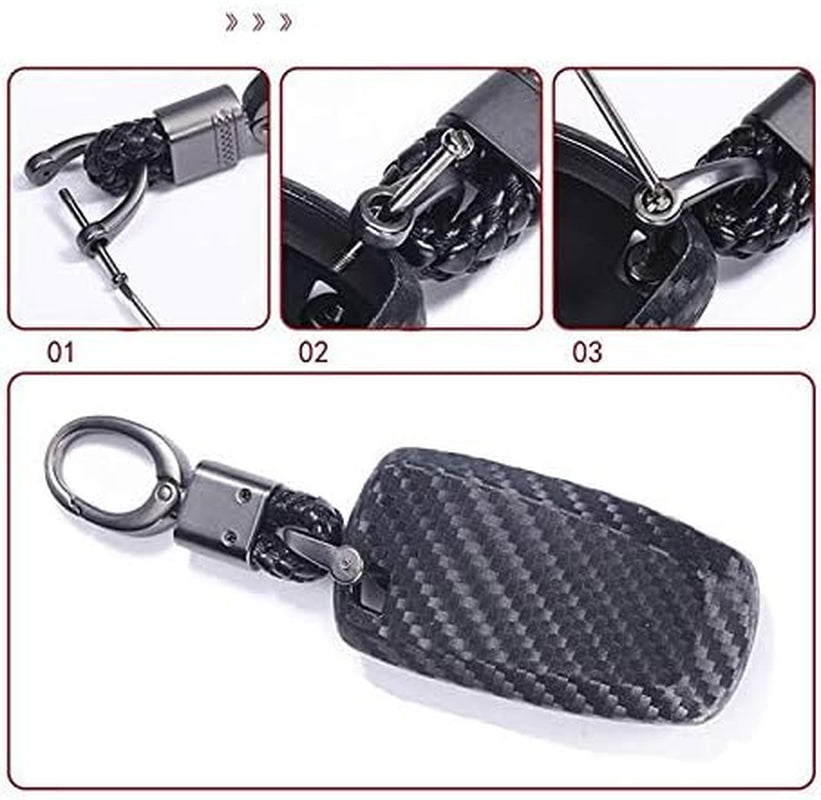 ™ TPU Keyless Remote Key Fob Case Cover with 3, 4, and 5 Buttons for 2017-2020 Ford Models (Black Carbon Fiber Texture)