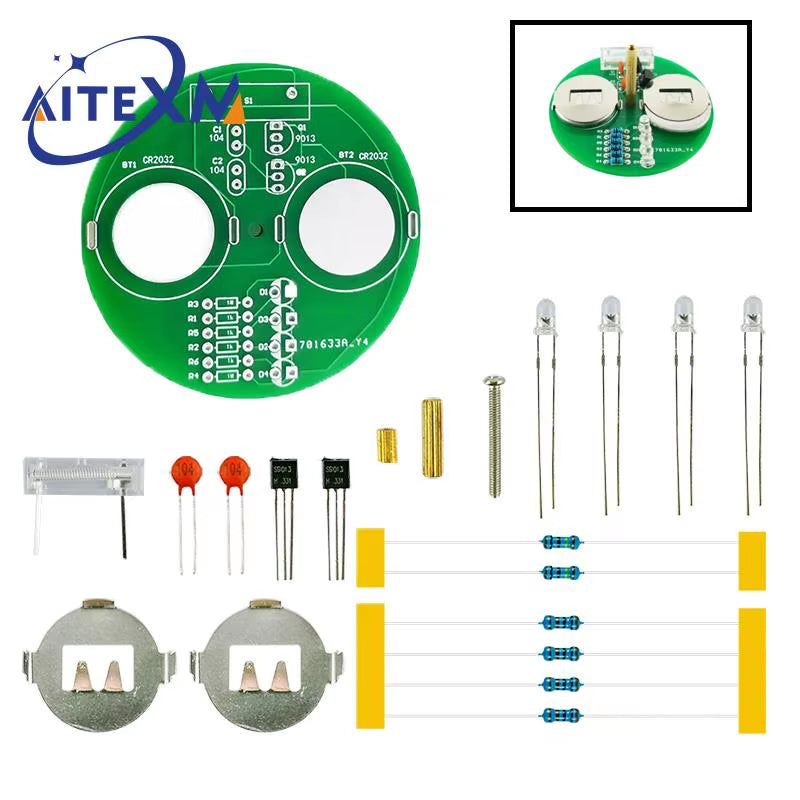 Diy Electronic Kit LED Gyro DIY Welding Kit Rotating Lantern Inline Components Diy Electronic Sodering Project(Without Battery)