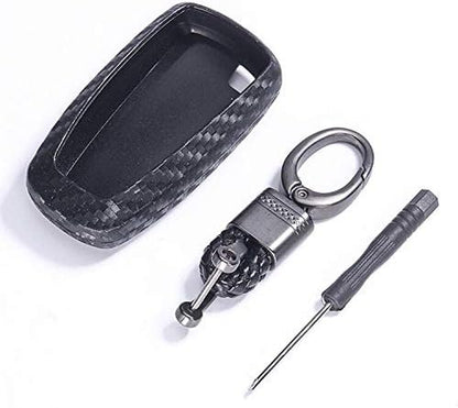™ TPU Keyless Remote Key Fob Case Cover with 3, 4, and 5 Buttons for 2017-2020 Ford Models (Black Carbon Fiber Texture)