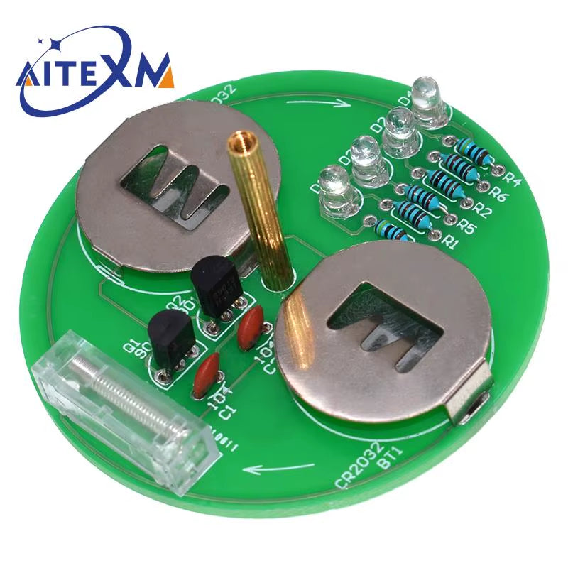 Diy Electronic Kit LED Gyro DIY Welding Kit Rotating Lantern Inline Components Diy Electronic Sodering Project(Without Battery)